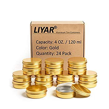 18 Pack,Brown LIYAR Metal Tins 6 oz Can Tins Round Aluminum Cans Empty Tins Screw Lid Container Small Tins Cans for Candles,Spice